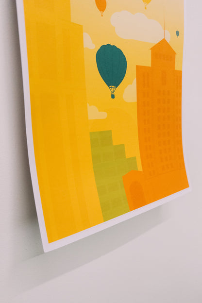 Balloon Sunset Poster