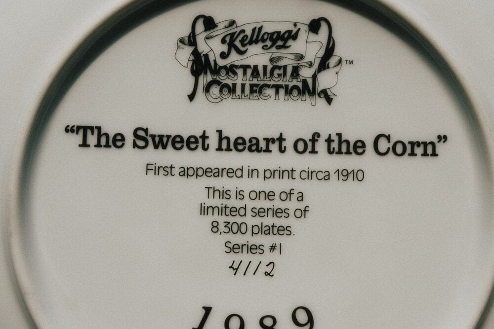 "The Sweet heart of corn" Kellogg's Plate